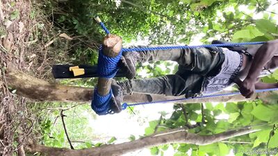 blacktarzanx Post 'Made my own swing in the woods and then decided to jerk off  ' by 'blacktarzanx' from OF - free gay porn
