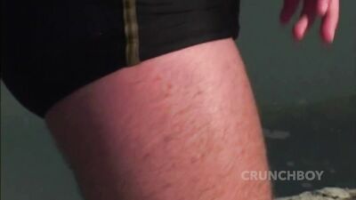 Three young Latinos have sex on a public beach - free gay porn