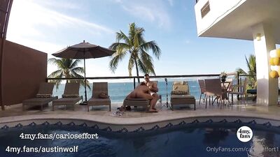 Carlos Effort - Austin Wolf Fucks Me by the Pool-Outdoor Bareback - gay porn video