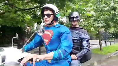 Jared Shaw - Batman and Superman jerking off in the woods - gay porn video