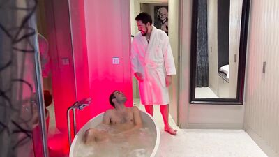 Twink and Spanish dude fuck in bathroom Brett Tyler - gay porn video