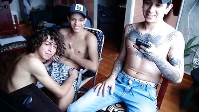 Two straight boys fucks gay boy very hard
