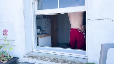 Hoping the neighbours get distracted by my mates tattoos while i eat his hole - gay porn video