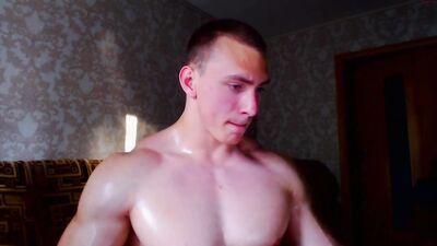 Mischa, handsome Russian fitness wanks himself on cam - gay porn video