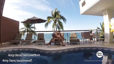 Fans - Carlos Effort - Austin Wolf Fucks Me by the Pool-Outdoor Bareback - gay porn video