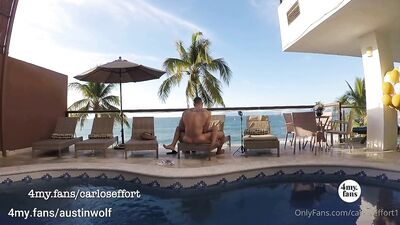 Fans - Carlos Effort - Austin Wolf Fucks Me by the Pool-Outdoor Bareback - gay porn video