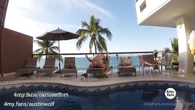 Fans - Carlos Effort - Austin Wolf Fucks Me by the Pool-Outdoor Bareback - gay porn video