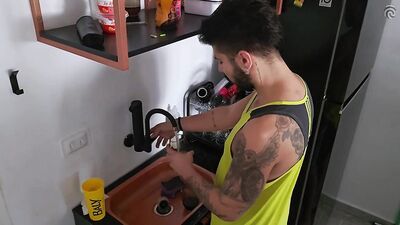 Fucking with the Cable man kaytano - gay porn video
