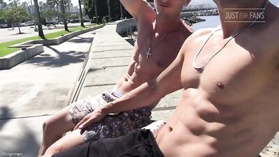 Fans - Jared Films Cory Jerkin & Eating His Own Cum Mid Bike Ride - gay porn video