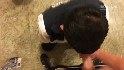 Fans - Cancun Airline Employee Gives Cory Bathroom Stall BJ - gay porn video