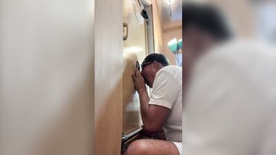 Horny Man Gets Off at the Gloryhole - gay porn video