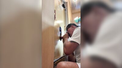 Horny Man Gets Off at the Gloryhole - gay porn video