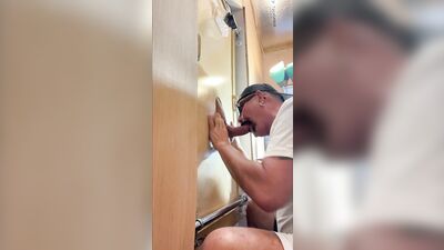 Horny Man Gets Off at the Gloryhole - gay porn video