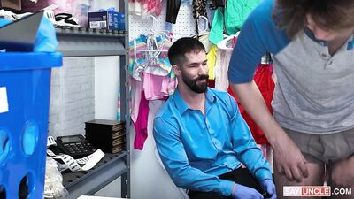 You Stole a Cucumber, Show the Security Guard How Deep You Can Put it or Go to Jail - Archer Black & Eddie Patrick - gay porn video