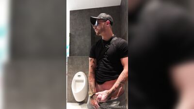 Fans - Josh Moore - Busting my nut out in the open in a public bathroom in Madrid - gay porn video