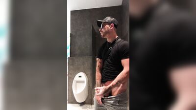 Fans - Josh Moore - Busting my nut out in the open in a public bathroom in Madrid - gay porn video