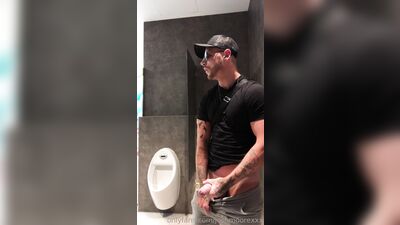 Fans - Josh Moore - Busting my nut out in the open in a public bathroom in Madrid - gay porn video