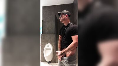 Fans - Josh Moore - Busting my nut out in the open in a public bathroom in Madrid - gay porn video