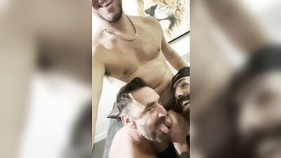 Derek feeds 2 hungry cocksuckers a big load
