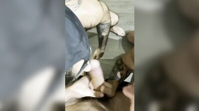 Derek feeds 2 hungry cocksuckers a big load