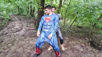 Jared Shaw - Batman and Superman jerking off in the woods - fan club