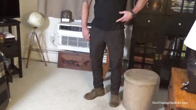 Slow Blow with a Vibrating Butt Plug - gay porn