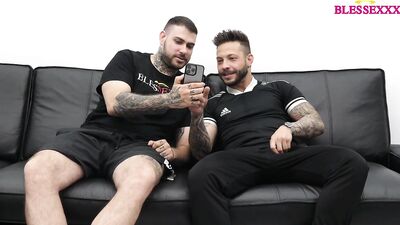 My straight friend catches me masturbating and joins in - gay porn
