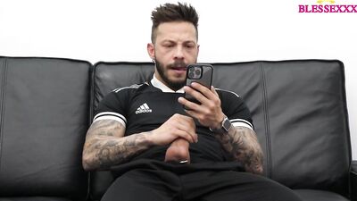 My straight friend catches me masturbating and joins in - gay porn