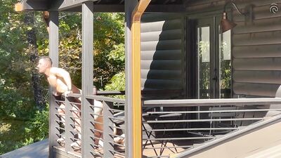 Bent on the Balcony - Shane Thomas Takes Derek Kage Raw