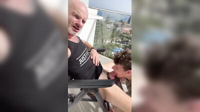 Public balcony suck, its TheFeyFaun - gay porn