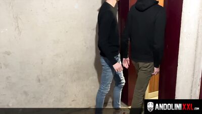 AndoliniXXL - Baptiste69 Andolini XXL  Antoine69 - Elevator - Hot Gay Threesome - gay porn